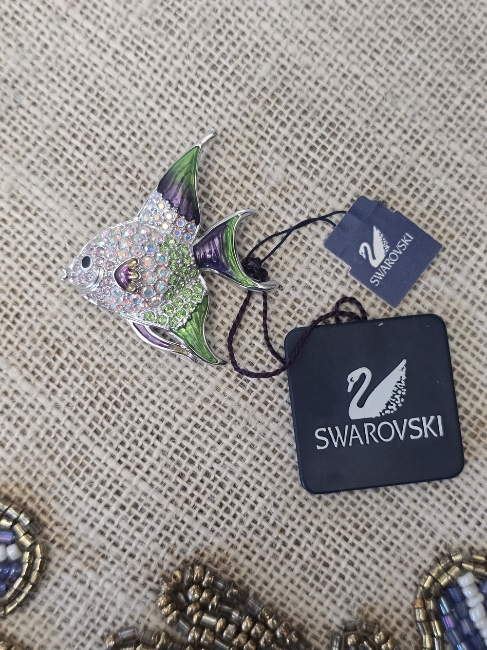 SIGNED SWAROVSKI FISH PIN /BROOCH RETIRED RARE NEW